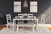 Prime Furniture - Ashley Furniture - Stonehollow Dining Room - RECT DRM Table Set (6/CN) / White/Gray - D382-325
